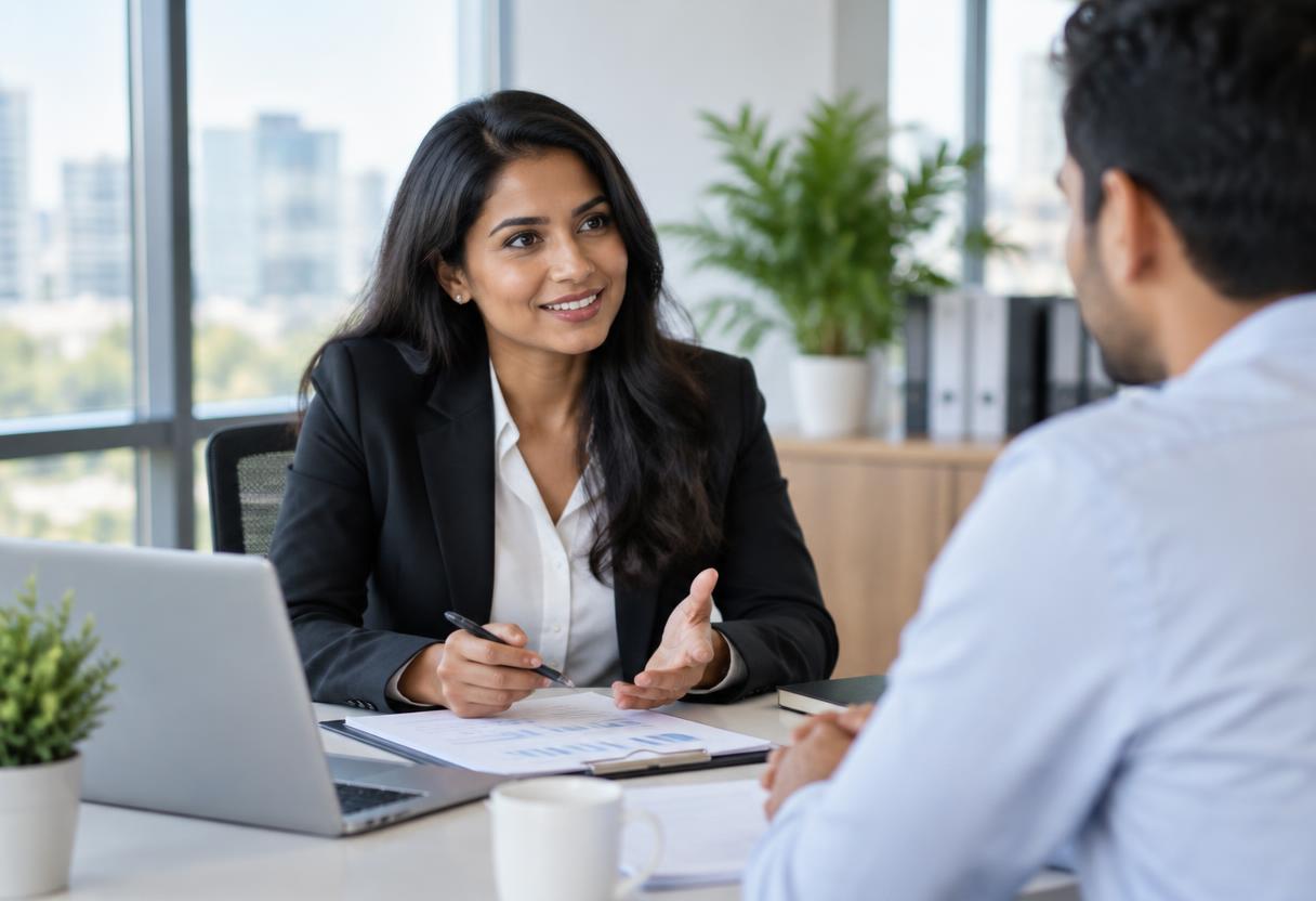 Consultant explaining financial options to a client